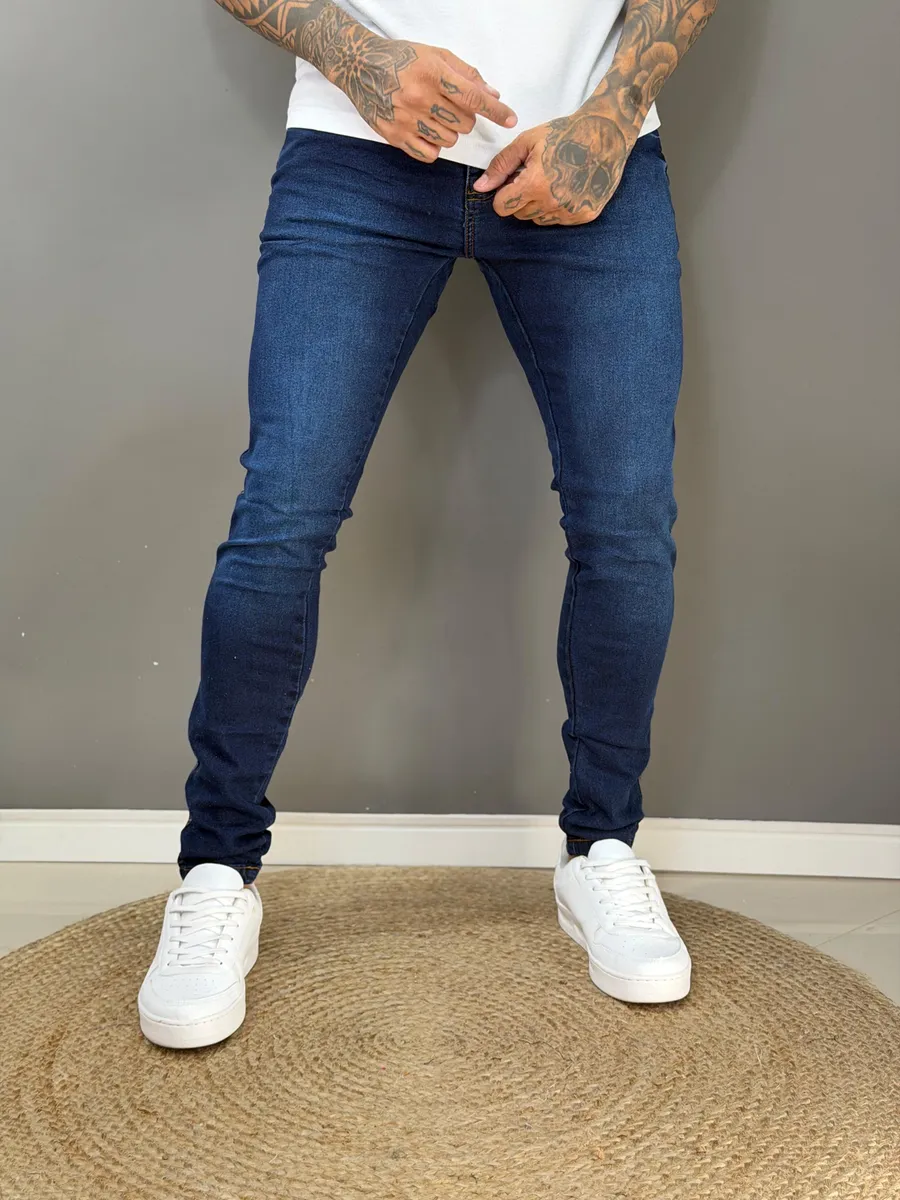 Kit 3 Calça Jeans Skinny Masculina Com Lycra Estica Muito Nf
