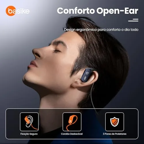 Basike Fone de Ouvido Bluetooth Esportivo 5.4, OWS/TWS Som Estéreo Hi-Fi, ANC e Modo Transparência, Suporta Chamadas de Voz, Resistente a Suor e Respingos, Compatível com Android e iOS – Azul
