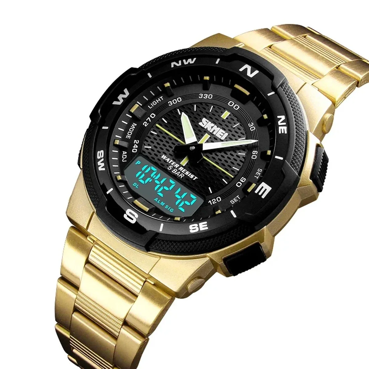 Relógio Masculino Skmei Digital 1370 Dourado e Preto Dourado