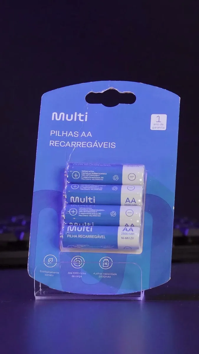 Pilhas Recarregáveis Multilaser Aa 2500mah 4 Unidades Cb052