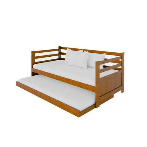 Sofá Cama Solteiro Enjoy em Madeira Maciça Vintage Retrô Reforçada Alta Qualidade Imbuia