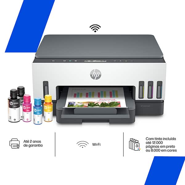 Impressora Multifuncional HP Smart Tank 724 Tanque de Tinta, Colorida, Duplex, USB, Wi-fi, Bluetooth, Bivolt, 2G9Q2A, HP - CX 1 UN