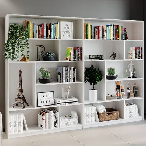 Kit 2 Estante para Livros 180cmx240cm 4 Prateleiras Seattle Yescasa