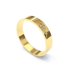Aliança de Ouro 18k Noivado Fosco e Liso com Diamantes - AS0598