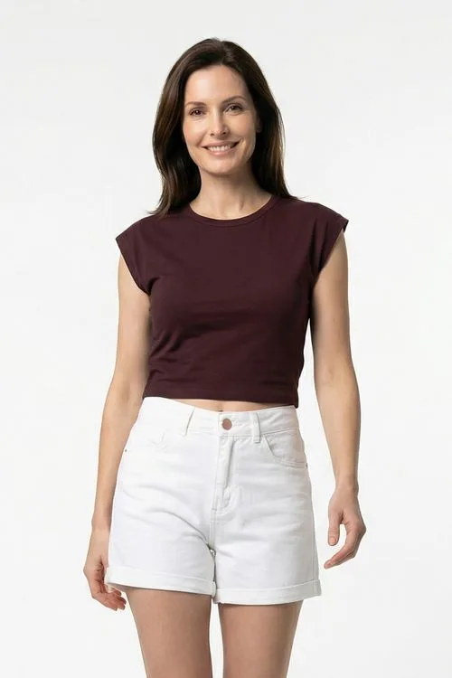 Blusa Feminina Muscle Tee Cropped Marrom
