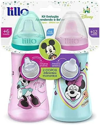 Lillo Kit 2 Copos Colors Bico De Silicone Disney Minnie Rosa
