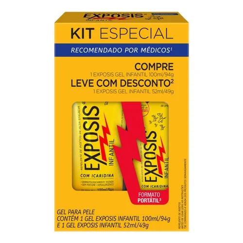 Kit Exposis Infantil Repelente com Icaridina Gel 100ml + 52ml - Drogarias Pacheco
