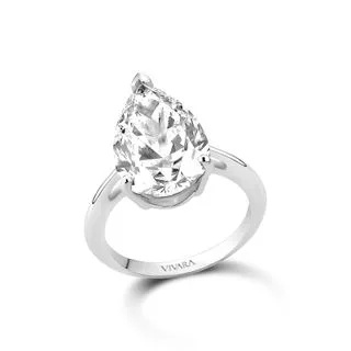 Anel Solitário Gota Cielo em Ouro Branco 18k com Diamante de Laboratório 5ct