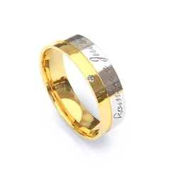 Aliança de Ouro 18K Reta com Ouro Branco e Diamante - AS0276