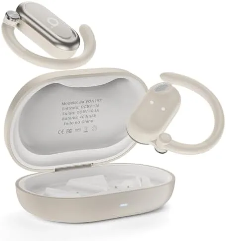 Basike Fone de Ouvido Bluetooth 5.4 OWS, Fone de Ouvido Sem Fio Esportivo HiFi Estéreo Som, IPX4 à Prova D'Água, Redução de Ruído ENC, 30h de Autonomia e Case Voz para Corrida e Exercícios (Rosa)