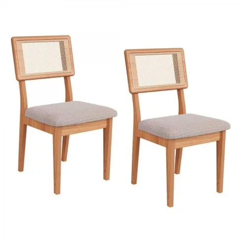 Conjunto 02 Cadeiras de Jantar com Assento Estofado e Encosto com Tela Palhinha Ca35 Dalla Costa