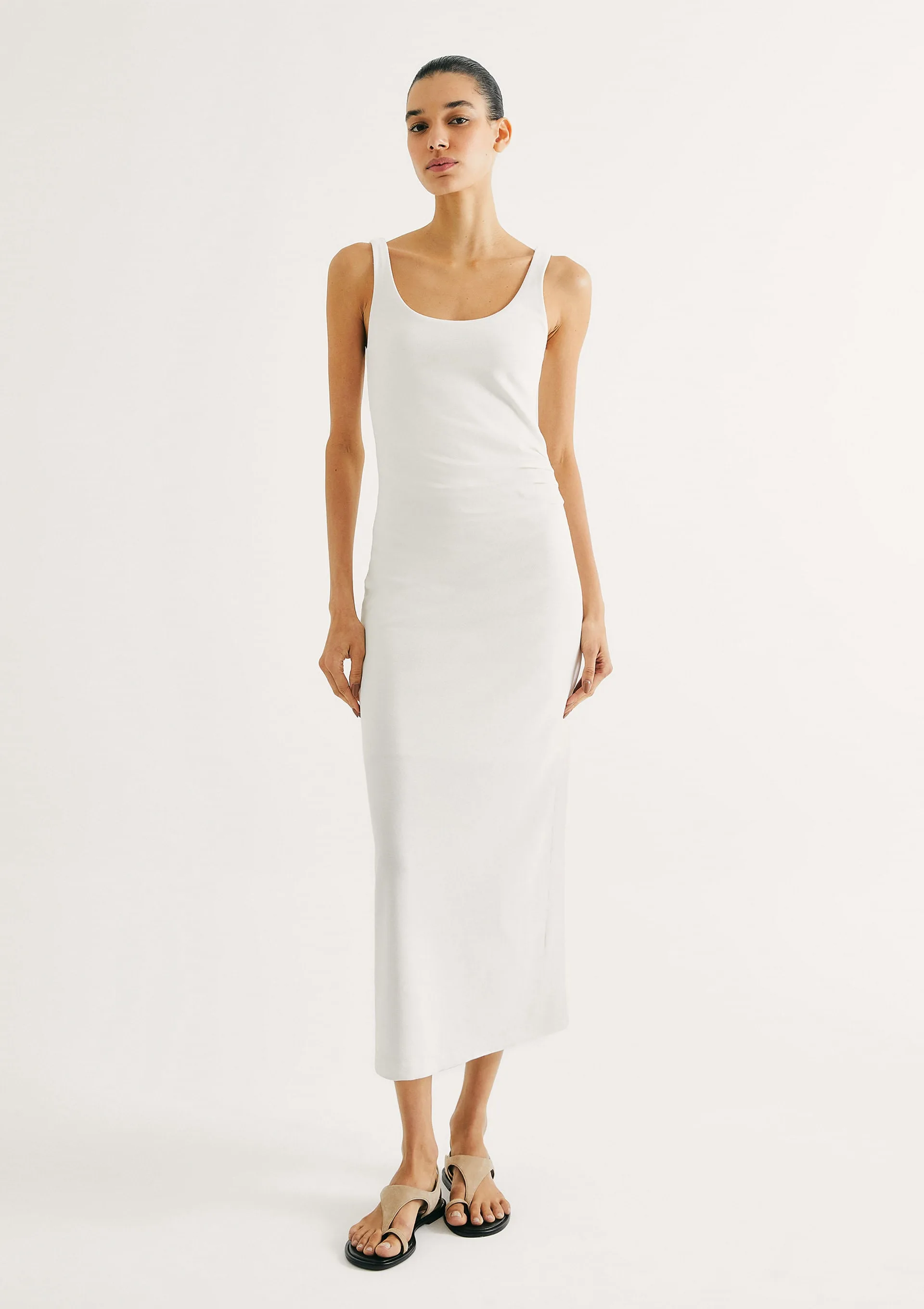 Vestido Midi Justo Em Ribana - Off white