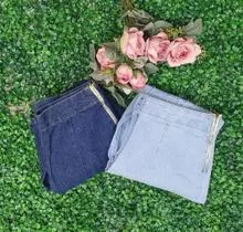 MODAS DOMI Saia Jeans Midi Ziper Lateral 5279 Tendencia