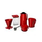 Kit Café Super Prático com Garrafa Térmica 1 Litro Vermelho 6 Peças 81141 - Unitermi Kit Café Super Prático com Garrafa Térmica 1 Litro Vermelho 6 Peças 81141 - Unitermi
