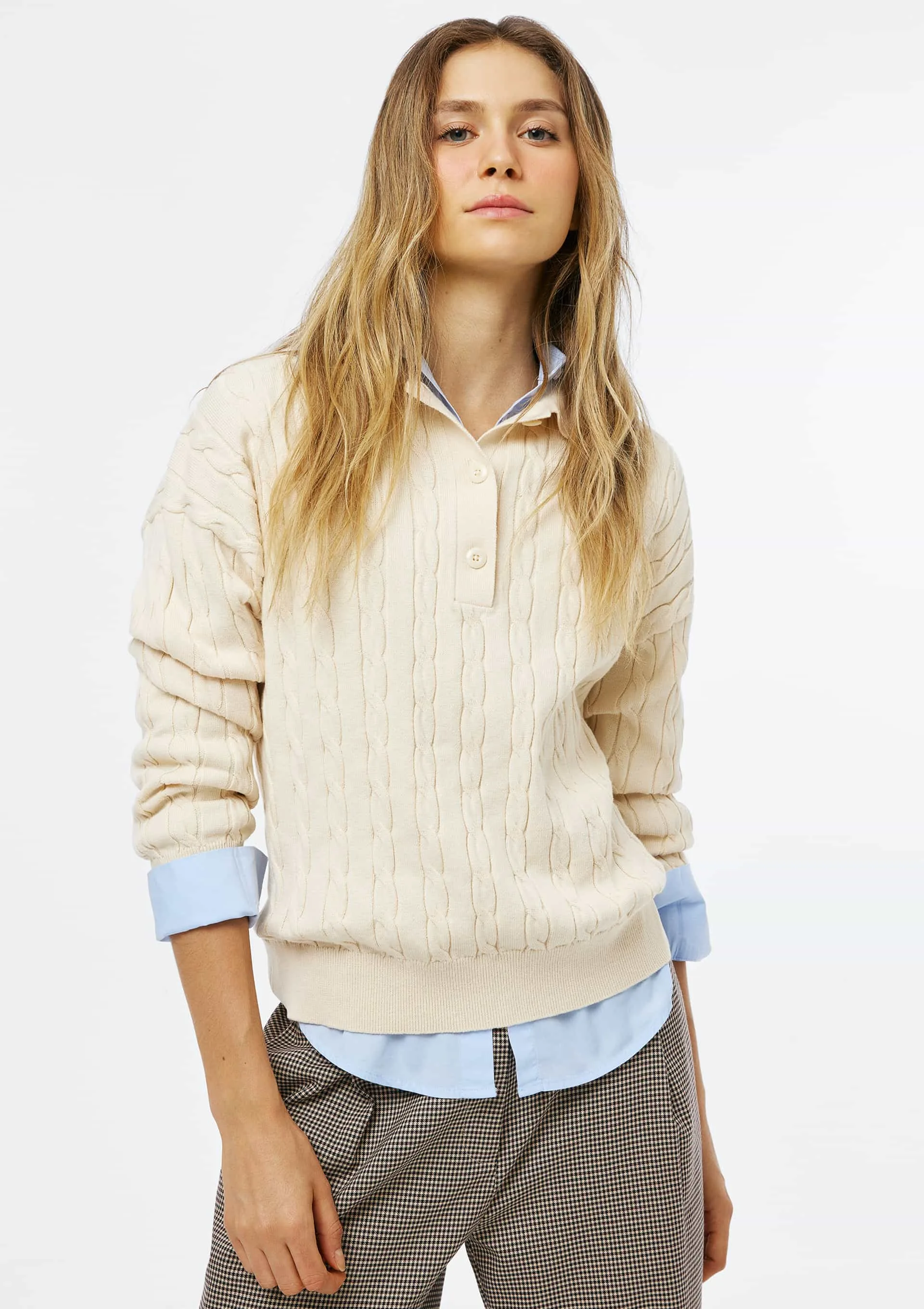 Blusão Feminino Em Tricô Fio Tinto - Off white