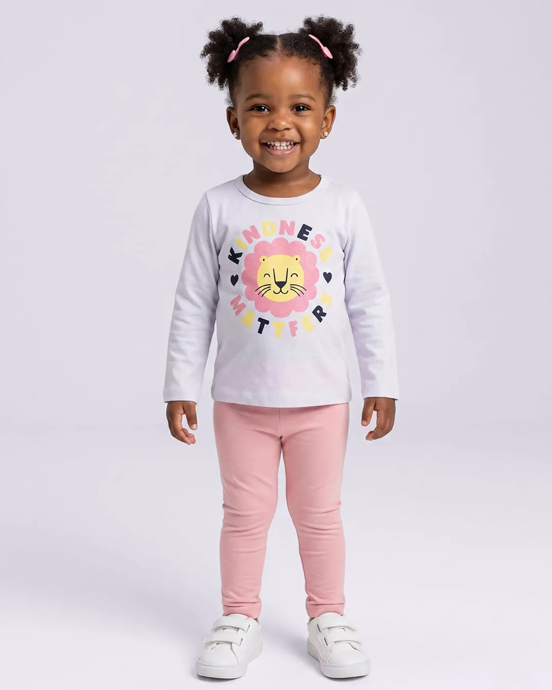 Blusa Bebê Manga Longa Estampa Leão Flores Branca