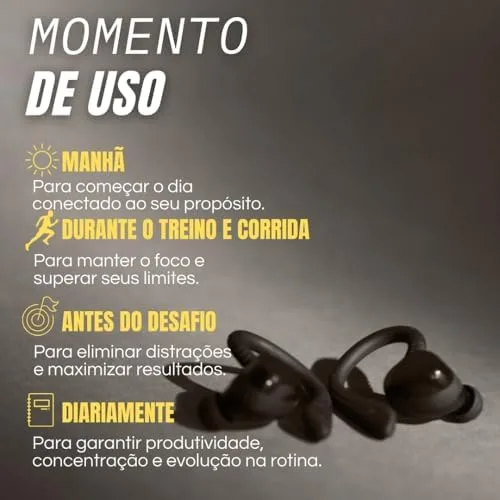 Fone de Ouvido Bluetooth com Microfone e Cancelamento de Ruído Ativo - 4Leader, à Prova D'água e com até 20 Horas de Reprodução - Melhor Escolha para Esportes e Atividades ao Ar Livre - Preto