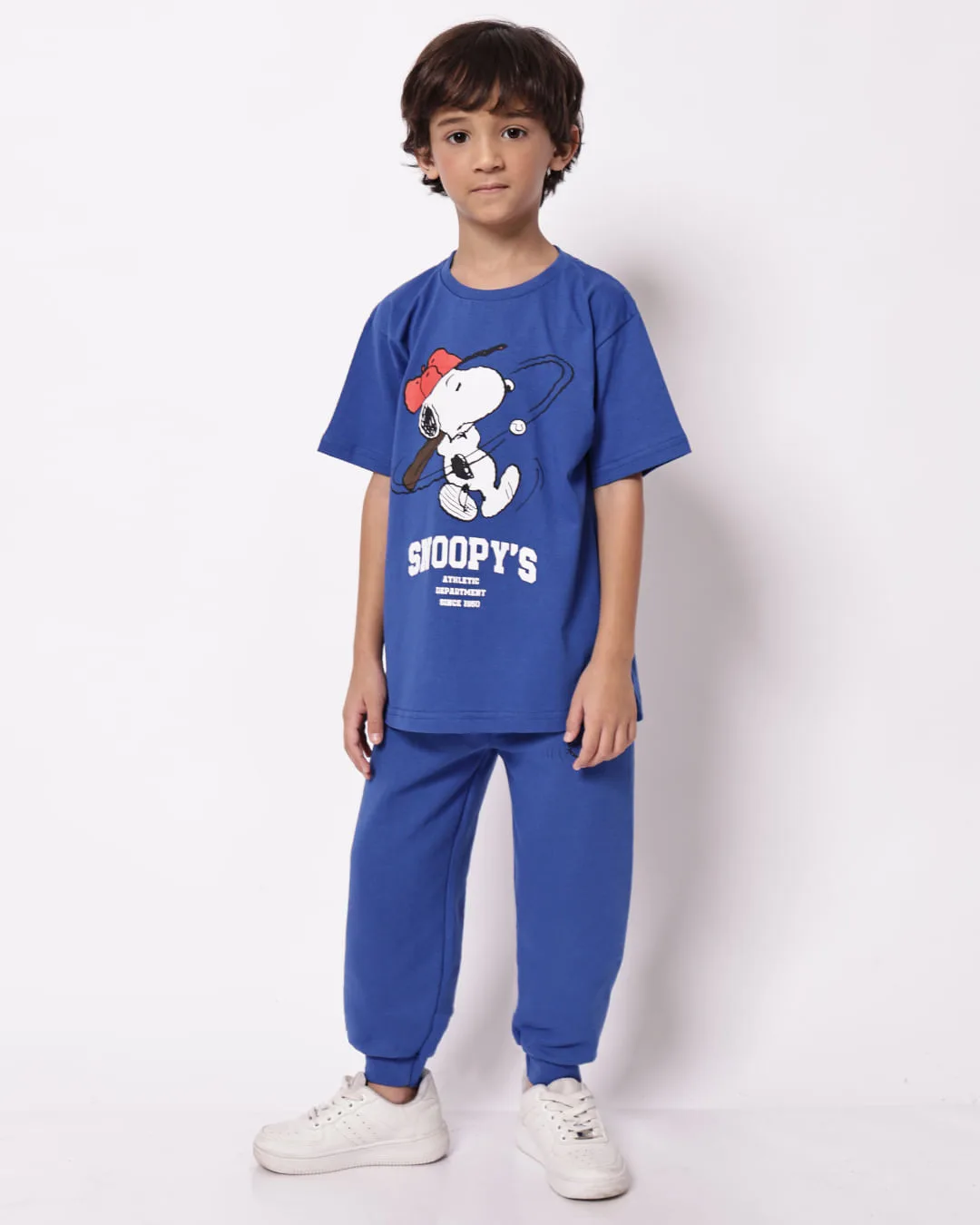 Calça Moletom Infantil Jogger Snoopy Azul