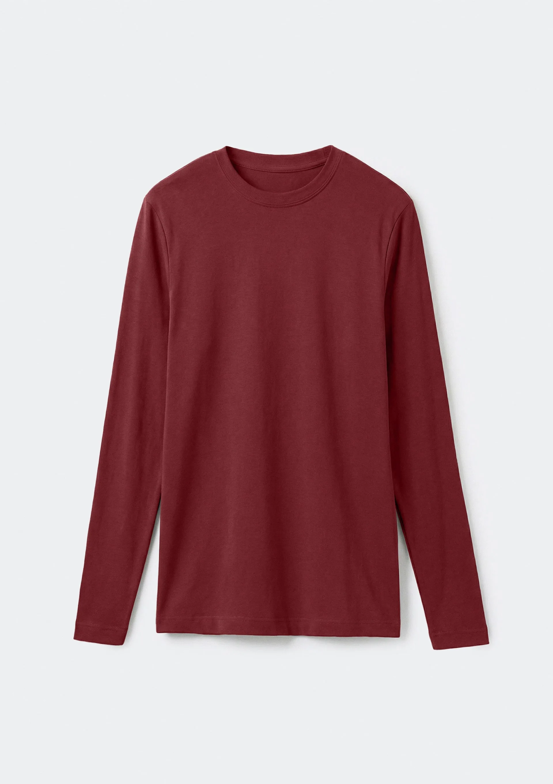Blusa Básica Feminina Manga Longa Slim - Vinho
