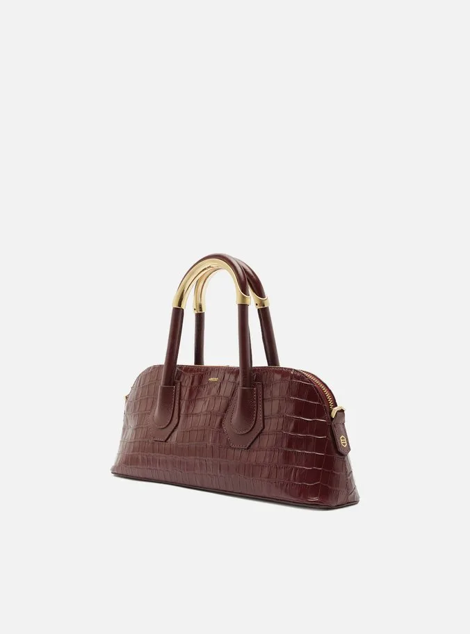 Bolsa Tote Bordô Croco Couro Média