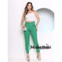 Modas Domi Calça Cenoura Jogger Alfaiataria Feminina Barra Com Ziper 815