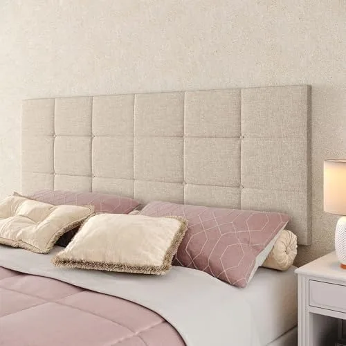 Cabeceira Estofada Suspensa Bia 1.40 Cama Box Casal Decoração Quarto Casal Móveis (Bege Linho)