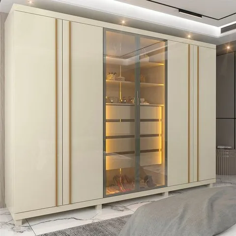 Guarda-roupas Casal 6 Portas com Pés e Led Absolut New Reflecta 100% Mdf
