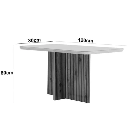 Sala de Jantar Mesa Olímpia 120CM MDF Canto Copo com 4 Cadeiras Carol Moderna - Bege