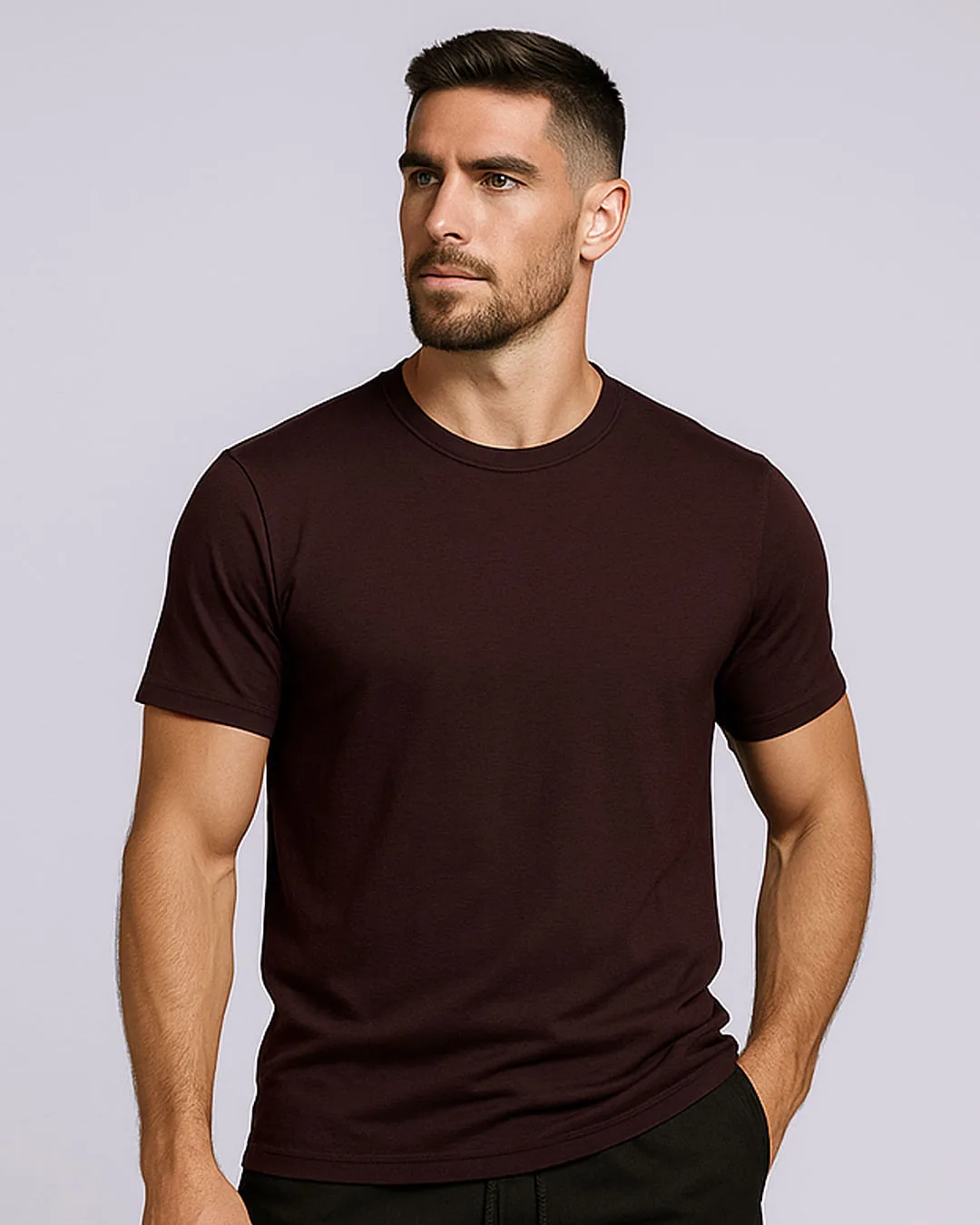 Camiseta Masculina Algodão Peruano Básica Marrom