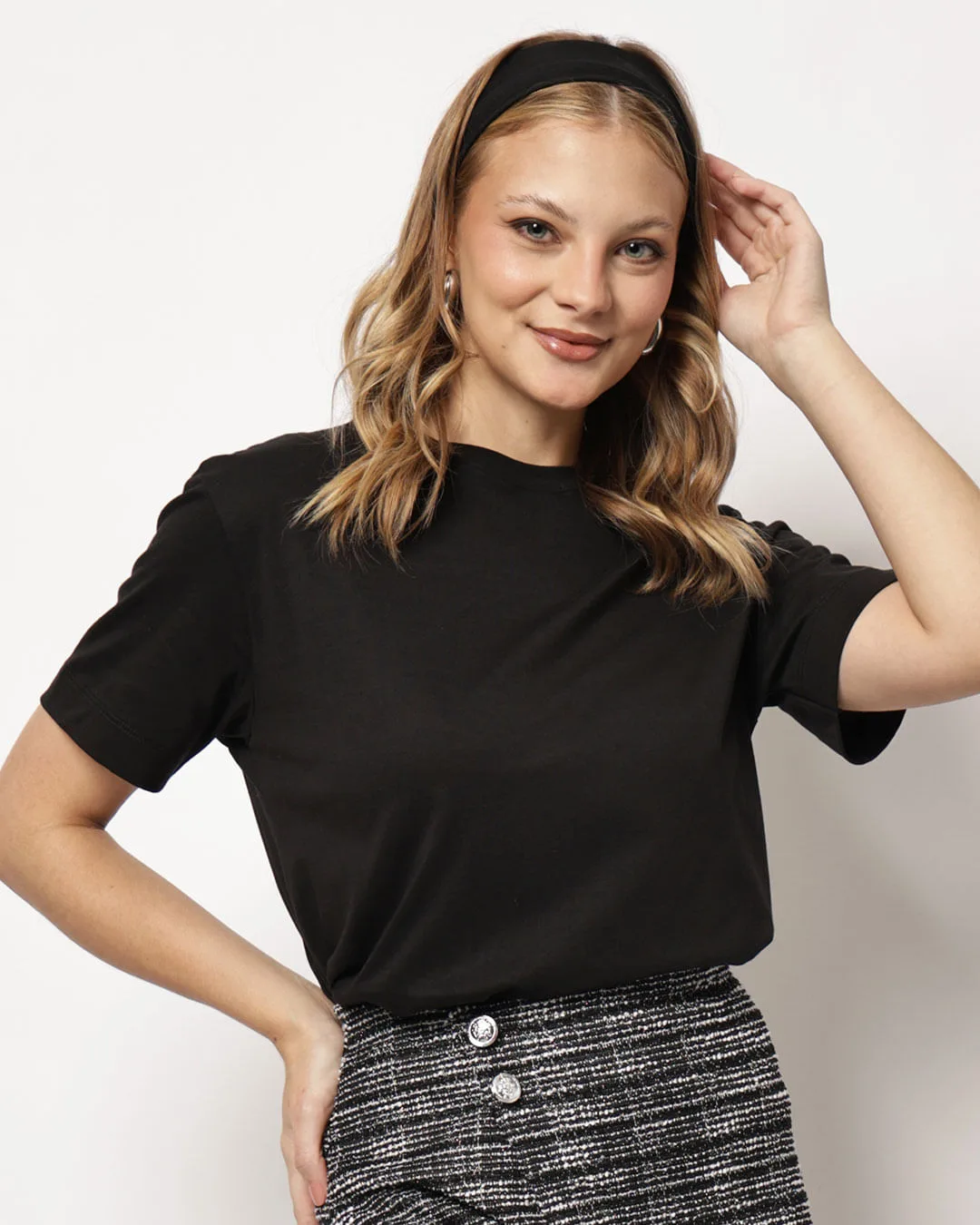 Camiseta Feminina Algodão Peruano Básica Preta