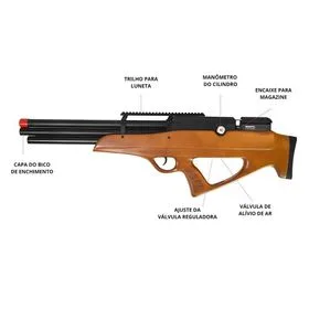 Carabina PCP Behemoth PS-R3-SF 5,5mm Bullpup Madeira - Nova