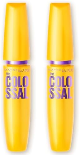 Maybelline NY The Colossal Volum' Express, Kit Máscaras de Cílios, Volume Colossal, Remoção Instantânea com Água, Fórmula com Colágeno, Cor Preto, 2 Unidades