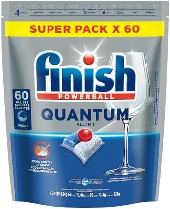 Finish Powerball Quantum, Detergente para Lava Louças em Tabletes, 60 Tabletes