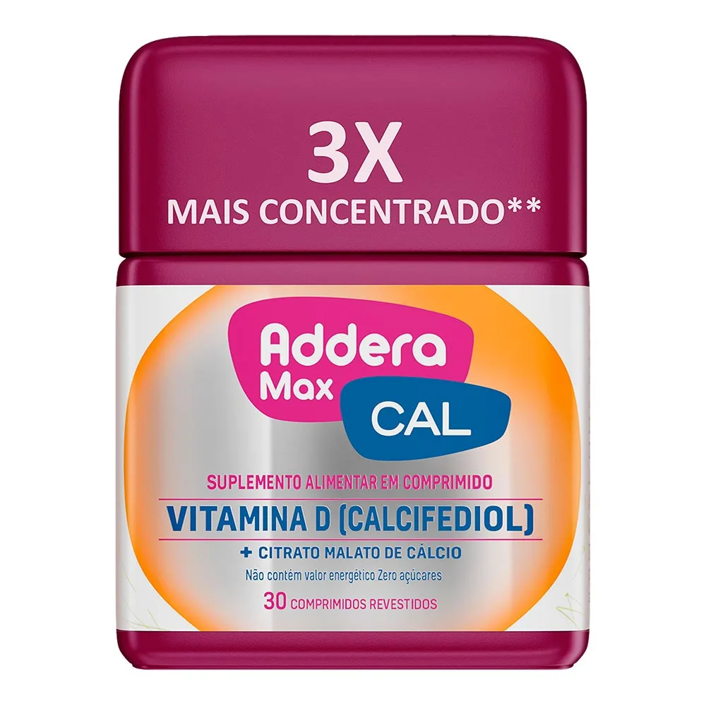Suplemento Vitamínico Addera Max Cal 30 Comprimidos Revestidos - Drogarias Pacheco