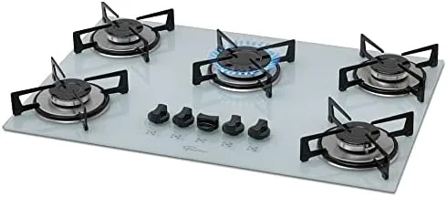 FISCHER COOKTOP À GÁS 5 BOCAS MESA VIDRO BRANCA BIVOLT 1642-6986