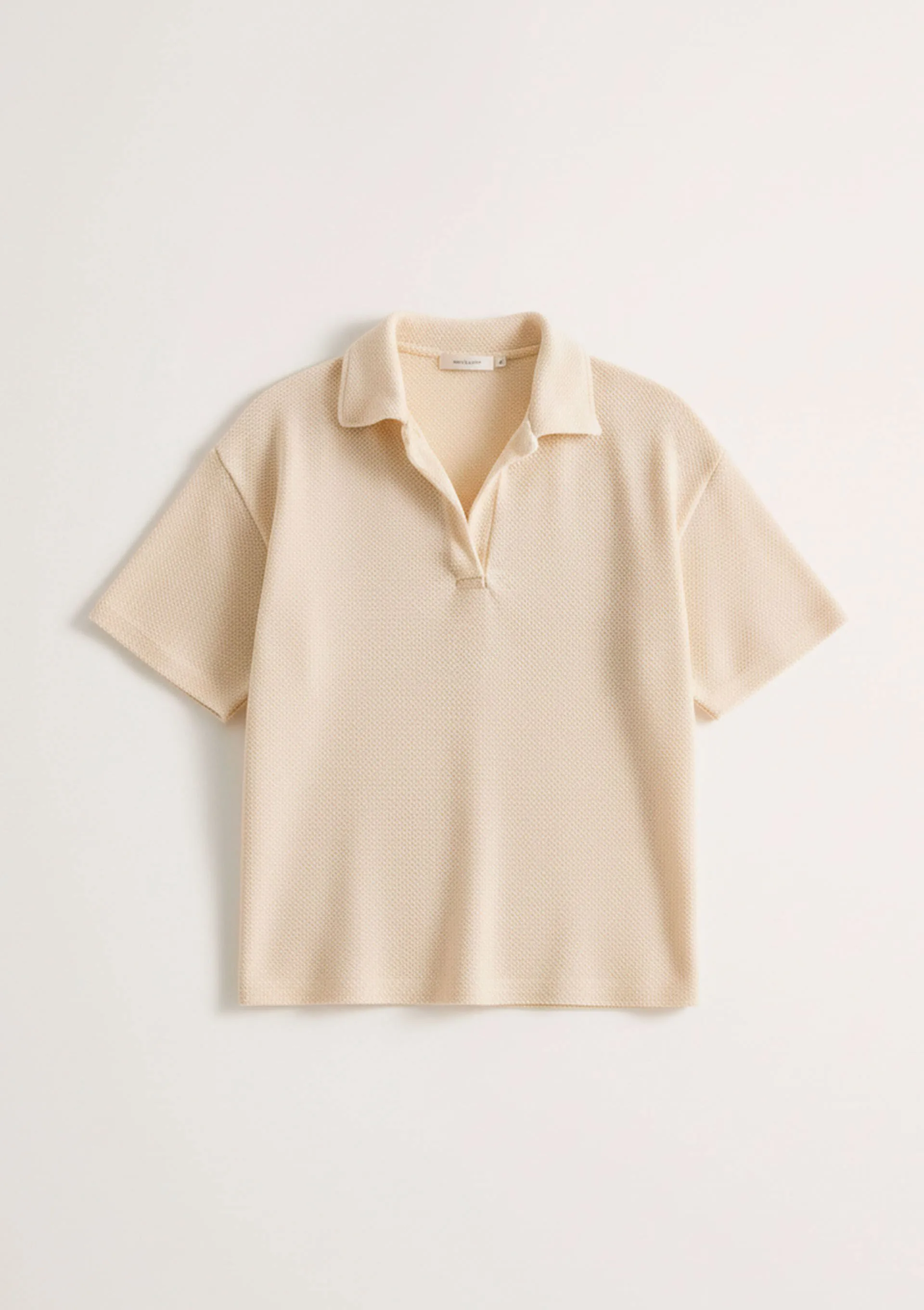 Polo Feminina Regular Texturizada - Creme