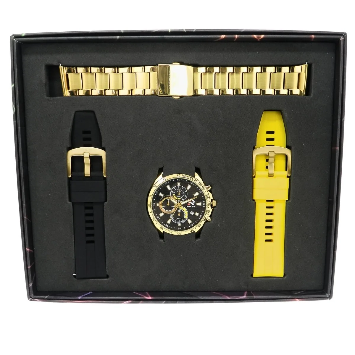 Relógio Cronógrafo Masculino Roaris Analógico RR00002 Dourado e Preto Dourado