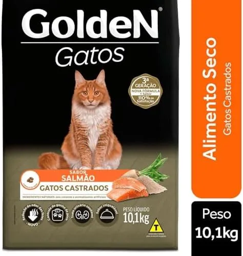 Golden Ração para Gatos Adultos Castrados Sabor Salmão - 10,1kg Premier Pet Adulto