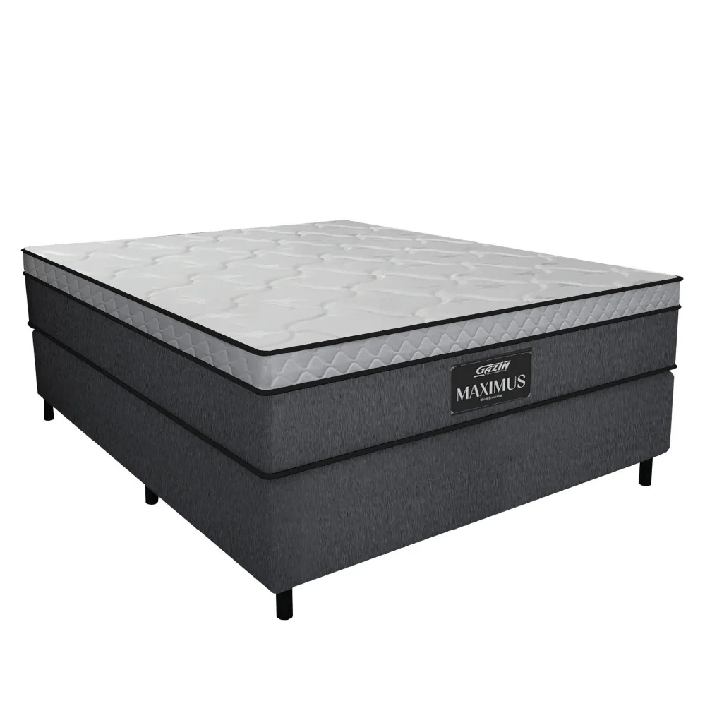 Cama Box Casal Colchão Gazin Maximus Molas Ensacadas 138x188x62cm - Suporta até 120kg por Pessoa