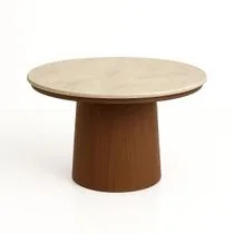 Mesa de Jantar 120 cm Base Cilíndrica e Tampo Duplo Quartzito Taj Mahal &amp Nogueira
