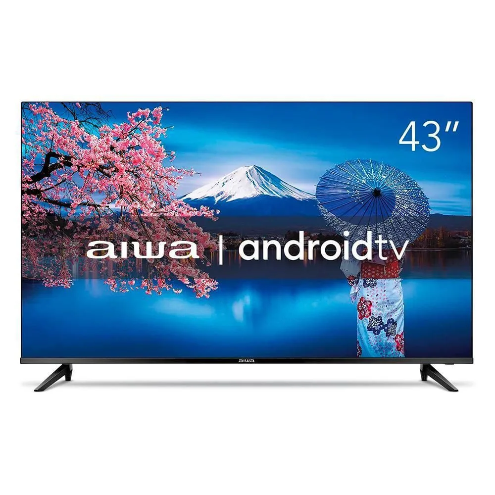 Smart TV 43" AIWA BL-02-A LED Full HD HDR10 Wi-Fi Bluetooth Android TV Dolby Audio Borda Ultrafina Smart TV 43" LED AIWA BL-02-A 2 HDMI 2 USB Processador Quad Core - Preto