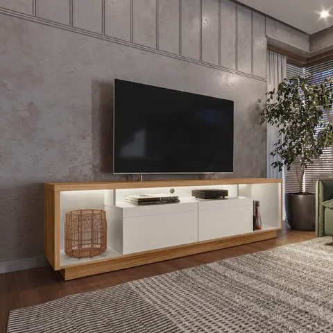 Rack para TV até 75 Polegadas com LED MDF 181cm 2 Portas Fita Cronos CabeCasa MadeiraOriginals