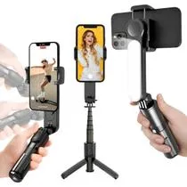 Gimbal Estabilizador L09 Preto com Led e Tripé - Ideal para Conteúdo de Mídia Social