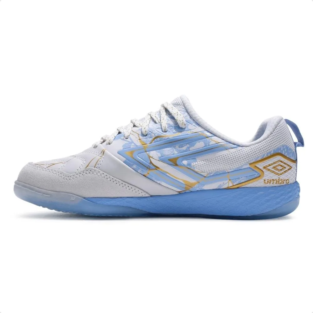 Chuteira Futsal Umbro Pro 5 Bump Kintsugi Branco/Azul