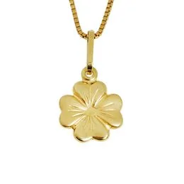 Pingente em Ouro 18K Trevo Fosco Estampado PG1615