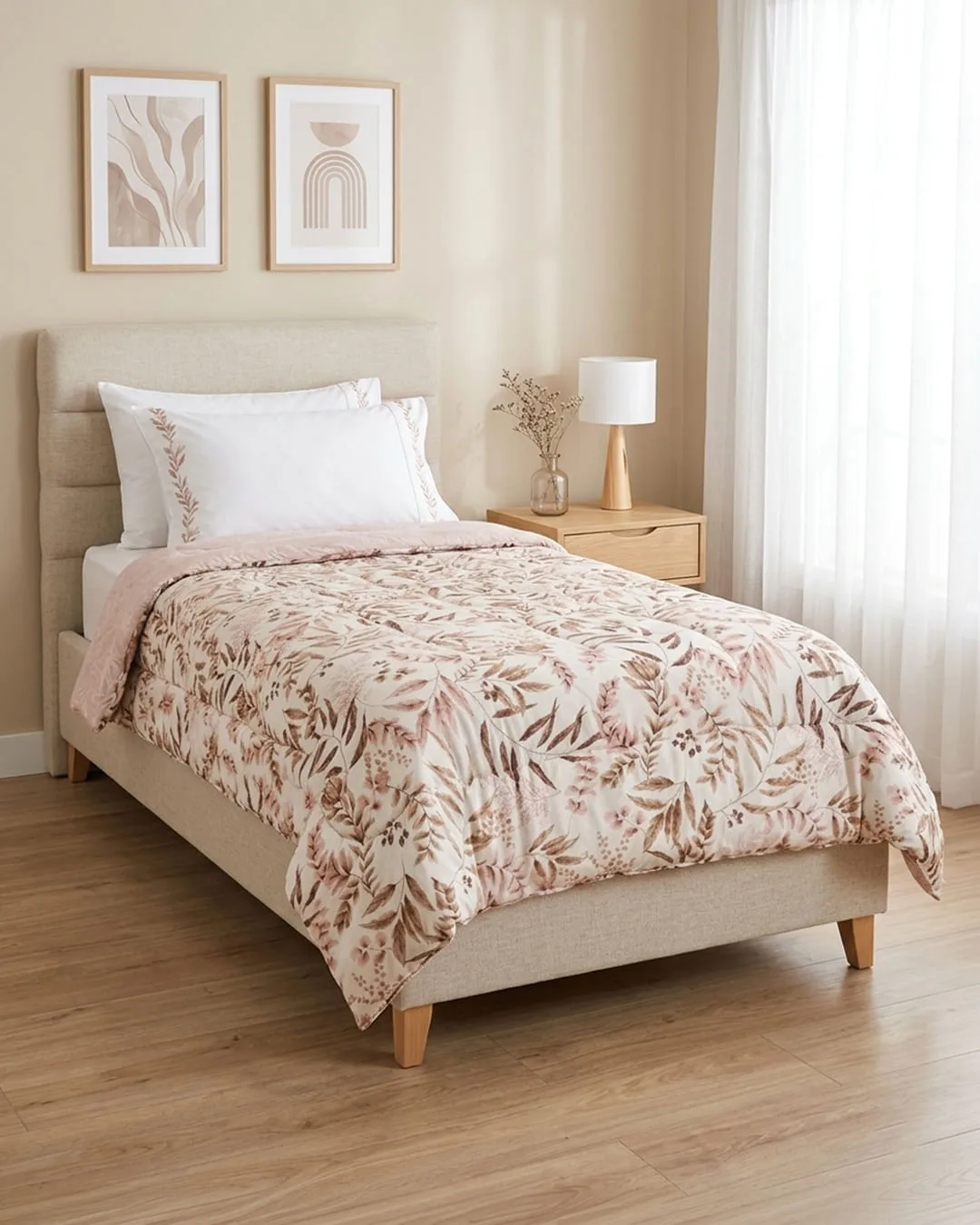 Edredom Solteiro Andreza Dupla Face Floral Rosa
