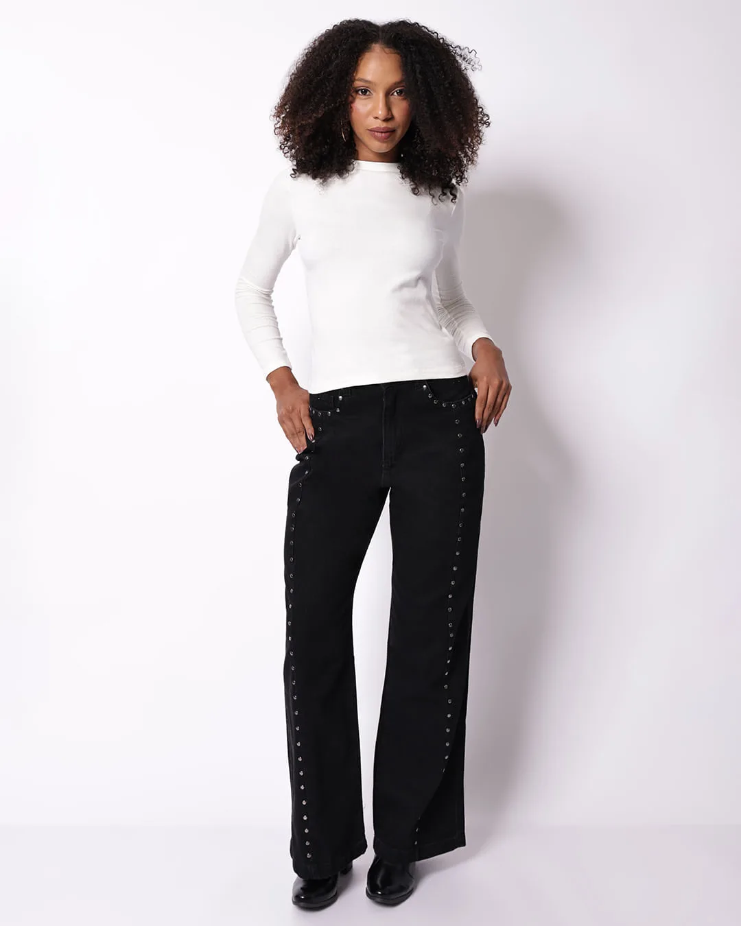Blusa Feminina Básica Manga Longa Off White