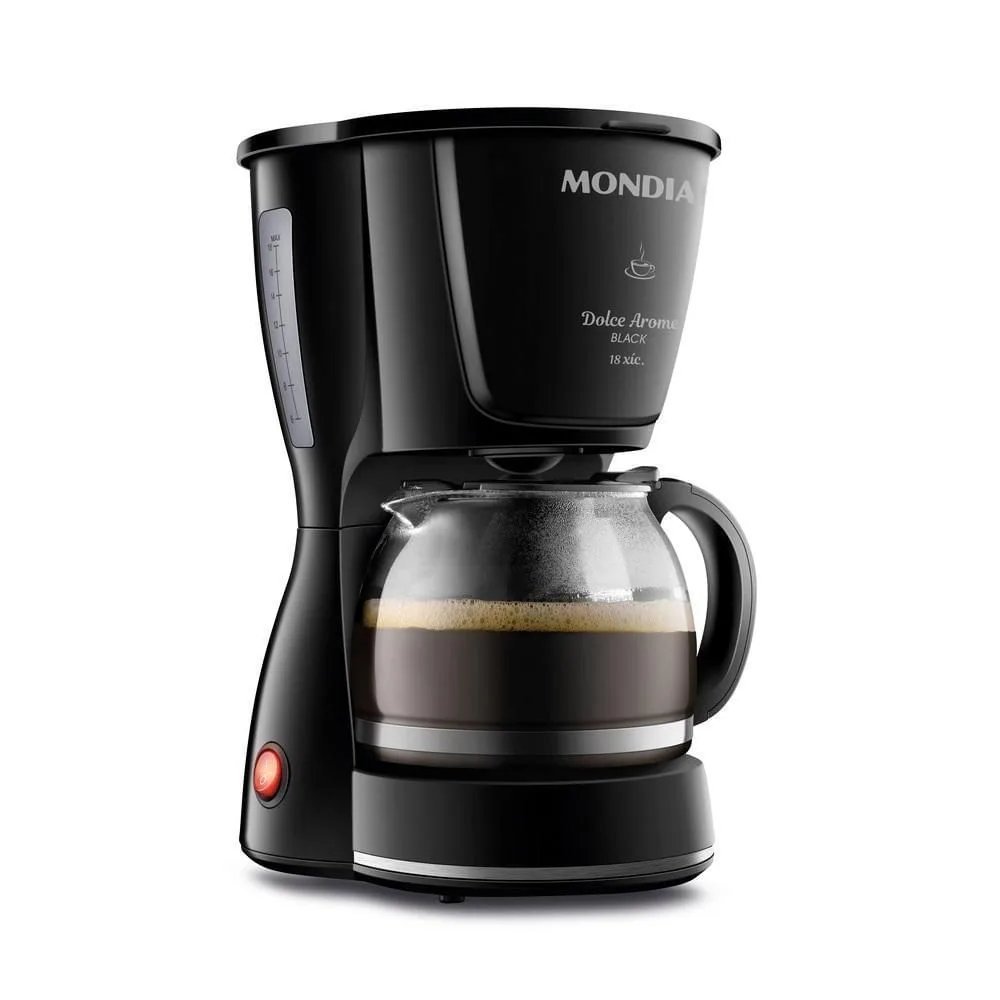 Cafeteira Mondial 18 xícaras 550W Preta Filtro Permanente Base Aquecida Cafeteira Elétrica Mondial Dolce Arome Black C-30-18X-FB - 110v