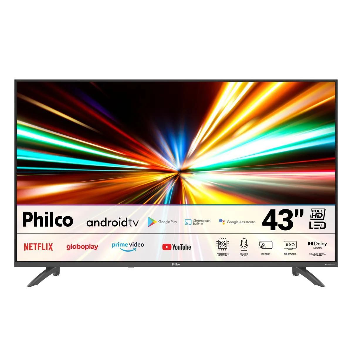 Smart TV 43" Philco P43EAA Full HD LED Android TV Wi-Fi Bluetooth HDR Google Assistente Borda Infinita Smart TV 43" Philco Android TV Full HD Borda Infinita