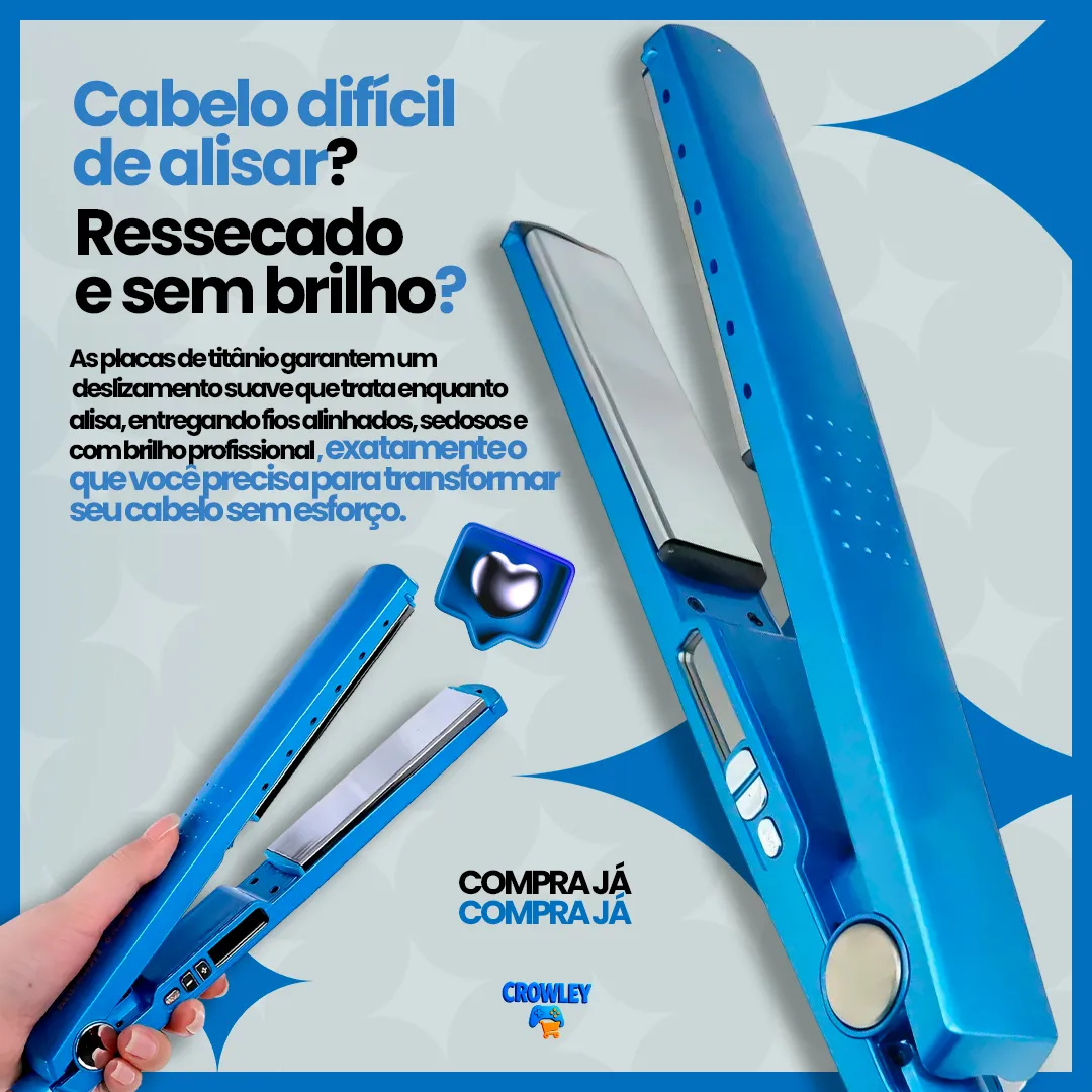 Chapinha Prancha Profissional Titanium Para Cabelo Modela E Alisa - Crowley